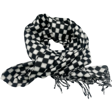 Esarfe Casmir & Vascoza & Manusi - Esarfa Cashmere CHESS, Alb, 70x180cm