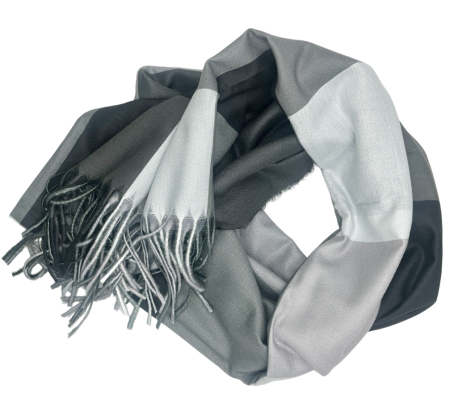 Esarfa cu franjuri Cashmere CLAIRE, Gri, 70x180cm [2]