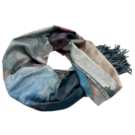 Esarfa Dama 70x180 cm cu Imprimeu Artistic Flori albastre [3]
