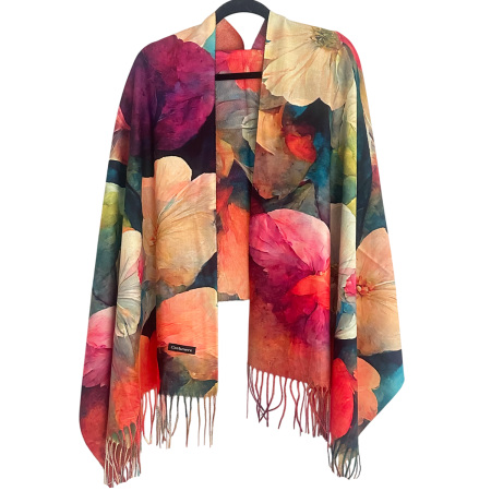 Saluri & Fulare - Esarfa Dama 70x180 cm cu Imprimeu Floral Galben