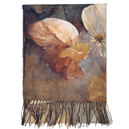 ACCESORII FEMEI - Esarfa Dama 70x180 cm cu Imprimeu Floral Maro