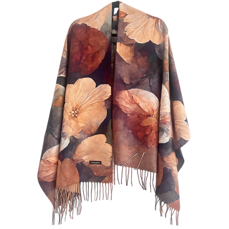 Saluri & Fulare - Esarfa Dama 70x180 cm cu Imprimeu Floral Maro
