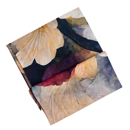 Esarfa Dama 70x180 cm cu Imprimeu Artistic Flori Portocaliu [3]