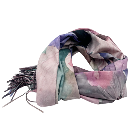 Esarfa Dama 70x180 cm cu Imprimeu Artistic Flori Roz Pastel [2]