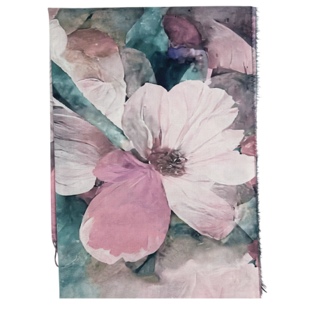 Esarfa Dama 70x180 cm cu Imprimeu Artistic Flori Roz Pastel [1]