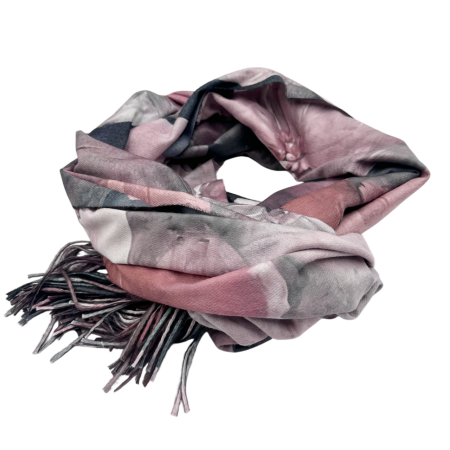 Esarfa Dama 70x180 cm cu Imprimeu Artistic Flori Roz [1]