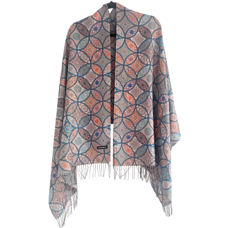 Saluri & Fulare - Esarfa Cashmere MOSAIC - cu fir stralucitor - Albastra