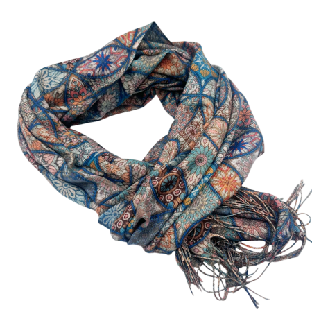 Esarfa Cashmere MOSAIC - cu fir stralucitor - Albastra [1]