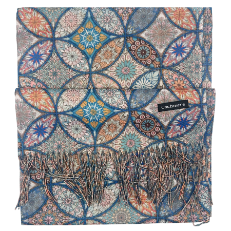 Esarfe Toamna & Iarna - Esarfa Cashmere MOSAIC - cu fir stralucitor - Albastra
