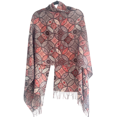 Esarfa Cashmere MOSAIC - cu fir stralucitor - Caramiziu antracit [1]
