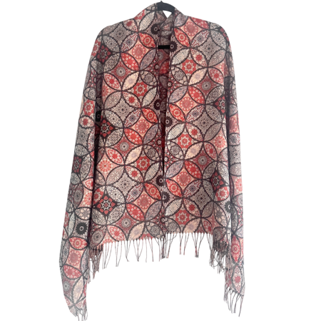 Saluri & Fulare - Esarfa Cashmere MOSAIC - cu fir stralucitor - Caramiziu antracit