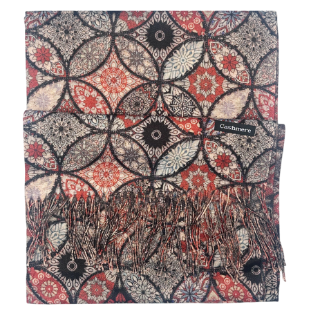 Esarfe Toamna & Iarna - Esarfa Cashmere MOSAIC - cu fir stralucitor - Caramiziu antracit