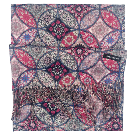 ACCESORII FEMEI - Esarfa Cashmere MOSAIC - cu fir stralucitor - Fucsia Multicolor