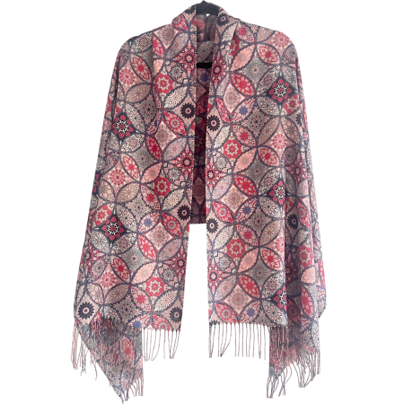 Saluri & Fulare - Esarfa Cashmere MOSAIC - cu fir stralucitor - Fucsia Multicolor