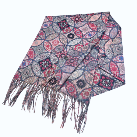 MODA & ACCESORII - Esarfa Cashmere MOSAIC - cu fir stralucitor - Magenta Multicolor