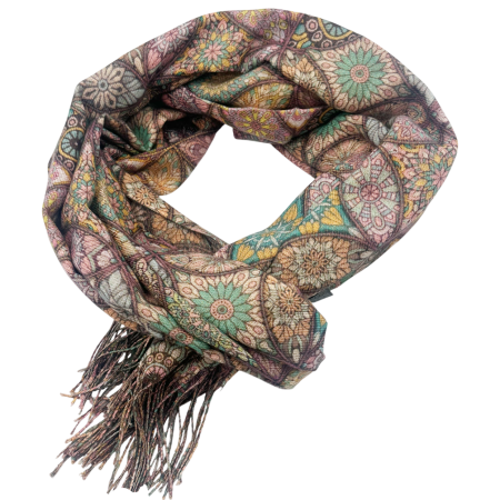 Esarfa Cashmere MOSAIC - cu fir stralucitor - Maro Multicolor [1]