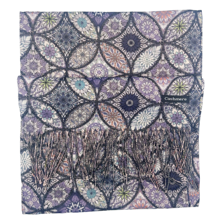 ACCESORII FEMEI - Esarfa Cashmere MOSAIC - cu fir stralucitor - Mov Multicolor