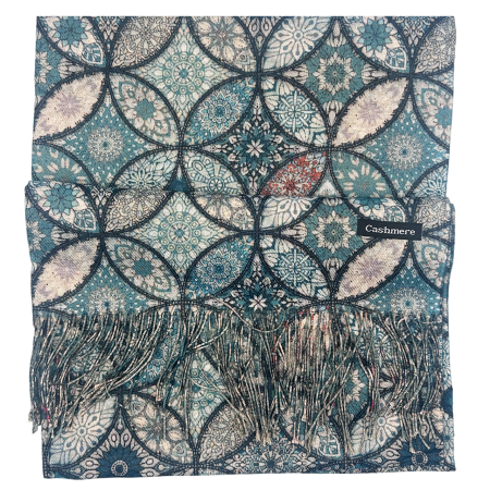 Esarfe Toamna & Iarna - Esarfa Cashmere MOSAIC - cu fir stralucitor - Verde Multicolor
