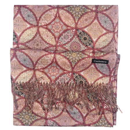 Esarfe Toamna & Iarna - Esarfa Cashmere MOSAIC - cu fir stralucitor - Roz Multicolor