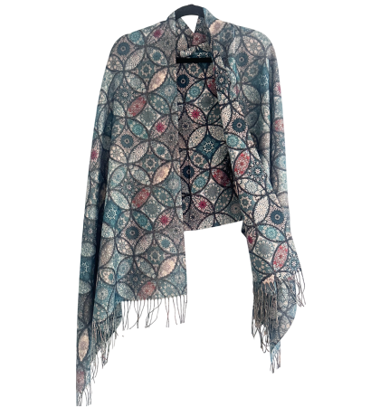 Esarfa Cashmere MOSAIC - cu fir stralucitor - Verde Multicolor [1]