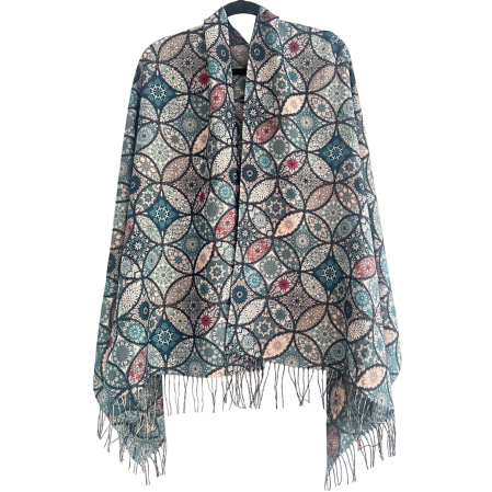 Saluri & Fulare - Esarfa Cashmere MOSAIC - cu fir stralucitor - Verde Multicolor