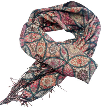 Esarfa Cashmere MOSAIC - cu fir stralucitor - Verde petrol [1]