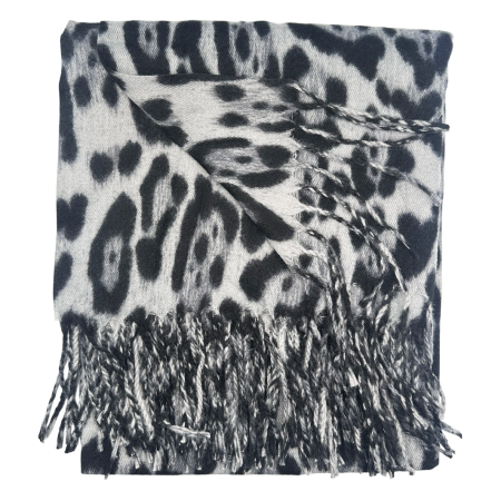 Esarfa Cashmere - Sal leopard gri cu Negru, 100x100 cm [1]