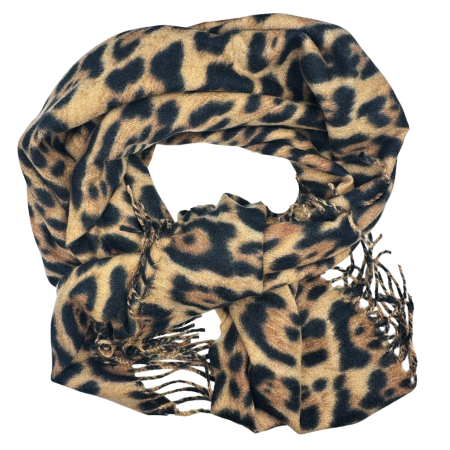 MODA & ACCESORII - Esarfa Cashmere - Sal leopard Maro cu Negru, 100x100 cm