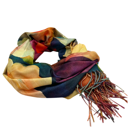 Esarfa Dama 70x180 cm cu Imprimeu Artistic Galben [1]