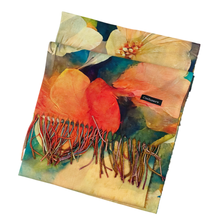 ACCESORII FEMEI - Esarfa Dama 70x180 cm cu Imprimeu Artistic Galben