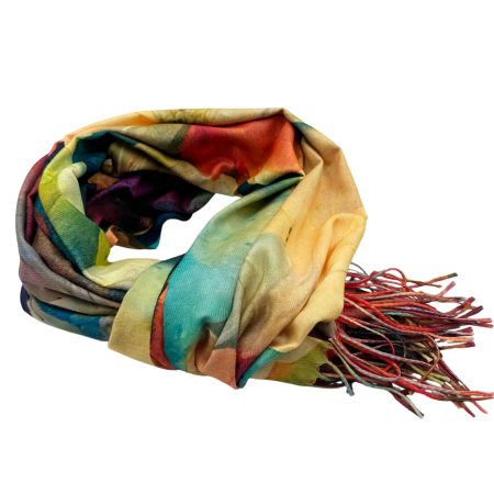 Esarfa Dama 70x180 cm cu Imprimeu Artistic Galben [5]