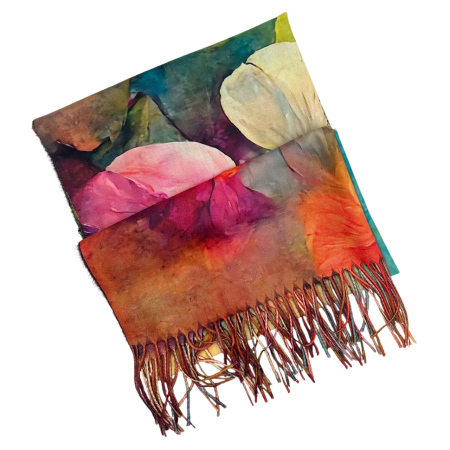 Esarfa Dama 70x180 cm cu Imprimeu Artistic Galben [4]