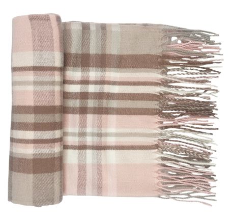 Esarfe Casmir & Vascoza & Manusi - Esarfa Cashmere FEDERICA, Bej/ Roz, 60x185cm