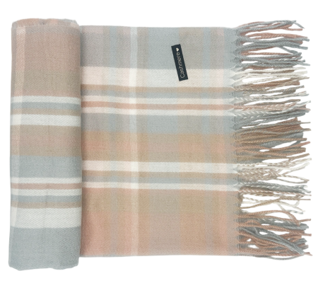 Esarfe Casmir & Vascoza & Manusi - Esarfa Cashmere FEDERICA, Gri/ Roz maroniu, 60x185cm