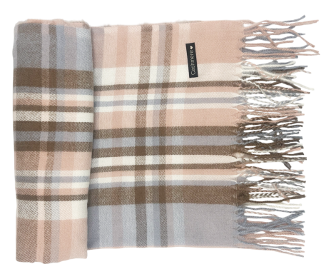 Esarfe Casmir & Vascoza & Manusi - Esarfa cu 2 fete Cashmere CHECK, Roz/ Gri