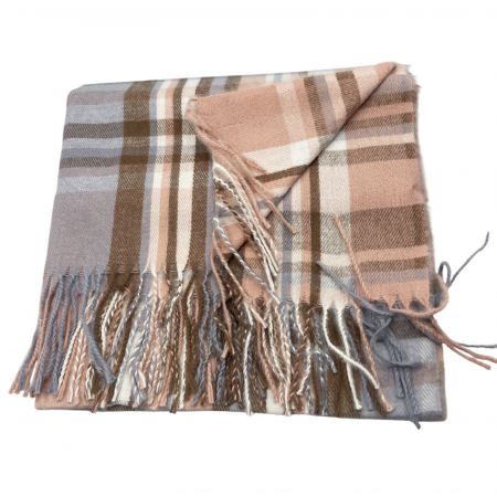 Esarfa cu 2 fete Cashmere CHECK, Roz/ Gri [2]