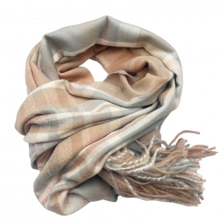 Esarfa Cashmere FEDERICA, Gri/ Roz maroniu, 60x185cm [2]