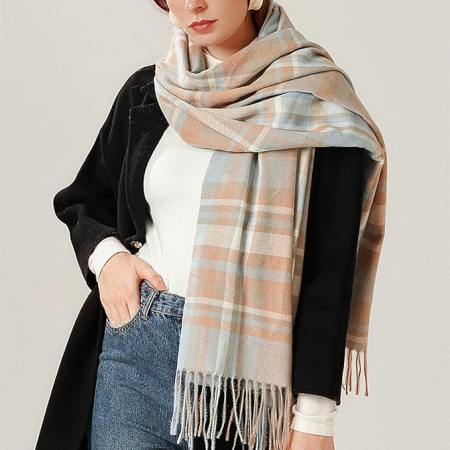Esarfa Cashmere FEDERICA, Gri/ Roz maroniu, 60x185cm [3]