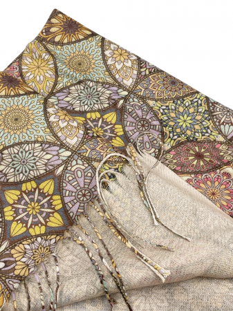 Esarfa cu 2 fete Cashmere MICHELLE, Bej/ Multicolor [1]