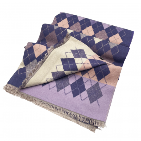 Esarfa tip Poncho in carouri ALBERTINA, Mov, 65x185cm [3]