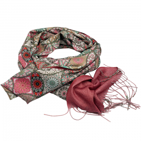 Esarfe Casmir & Vascoza & Manusi - Esarfa cu 2 fete Cashmere MICHELLE, Roz Verde
