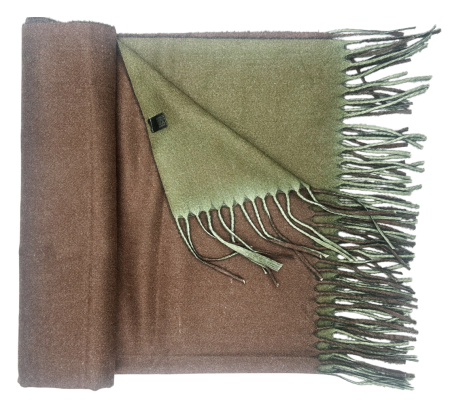 Esarfa cu 2 fete Cashmere Veronique, Verde/ Maro, 70x180cm [1]