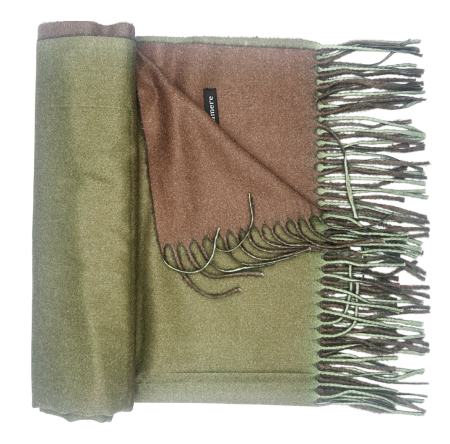 Esarfa cu 2 fete Cashmere Veronique, Verde/ Maro, 70x180cm [3]
