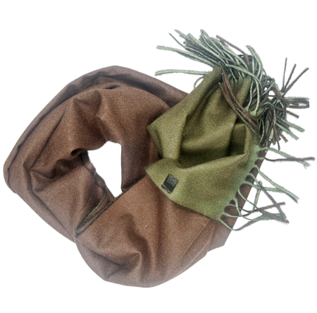 Esarfa cu 2 fete Cashmere Veronique, Verde/ Maro, 70x180cm [2]