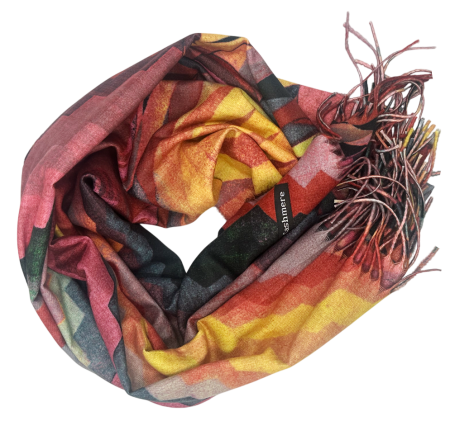 Esarfe Casmir & Vascoza & Manusi - Esarfa cu 2 fete Cashmere ZIG-ZAG, Roz, 70x180cm