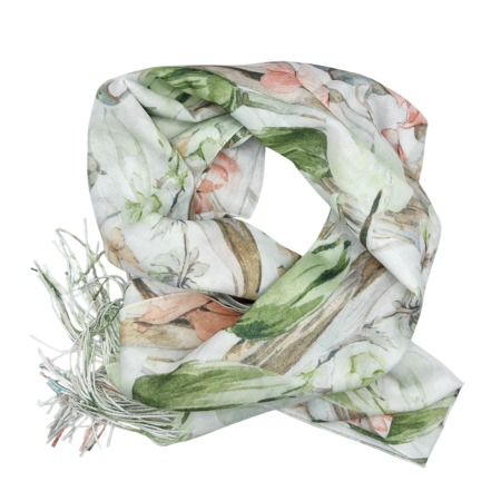 Esarfe Casmir & Vascoza & Manusi - Esarfa cu flori CALISTA, Verde, 70x170cm