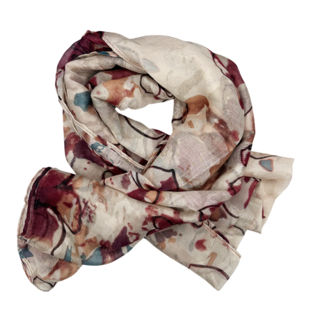 Esarfe Casmir & Vascoza & Manusi - Esarfa cu flori KATHY, Visiniu, 70x180cm