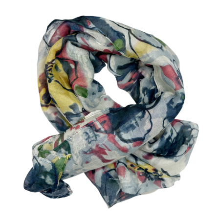 Esarfe Casmir & Vascoza & Manusi - Esarfa cu flori KATHY, Albastru, 70x180cm