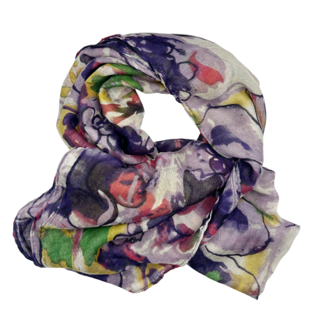 Esarfe Casmir & Vascoza & Manusi - Esarfa cu flori KATHY, Mov, 70x180cm