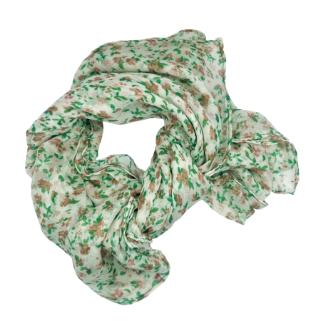 Manusi Si Esarfe Casmir & Vascoza - Esarfa alba cu flori maro si frunze verzi LUCILLE